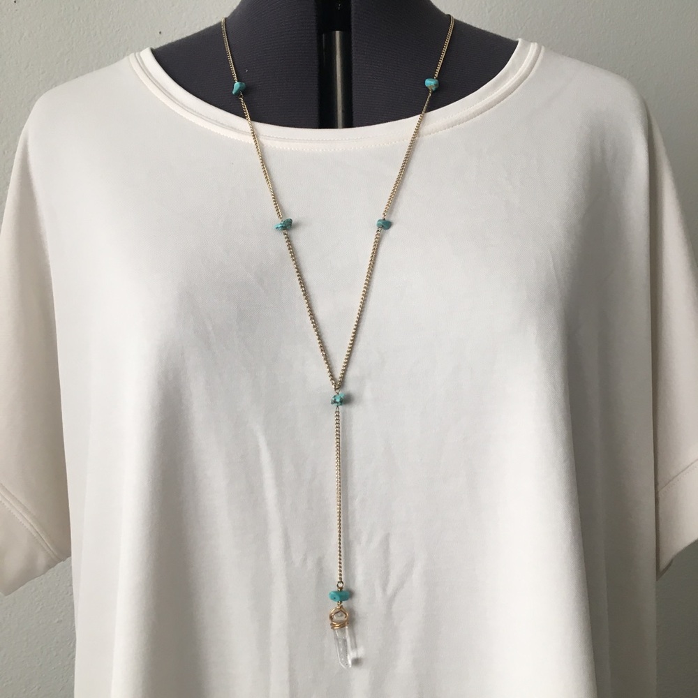 Boho Turquoise and Quartz Crystal Necklace